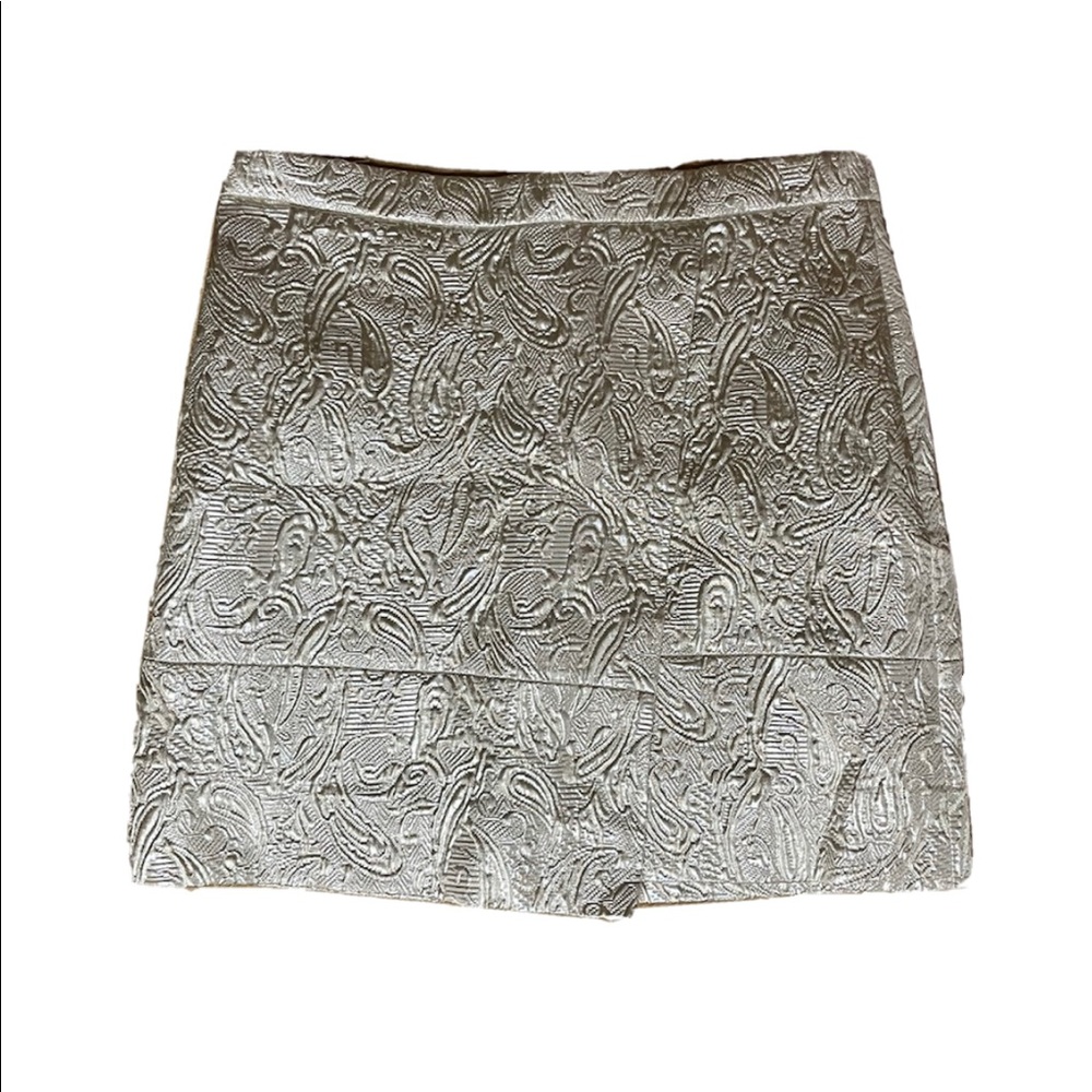 Vintage J.CREW Jacquard Faux-Wrap Metallic Mini Skirt